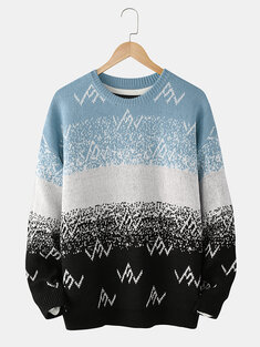 Color Block Knit Drop Shoulder Sweaters