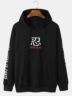 Letter Character Print Cotton Hoodies