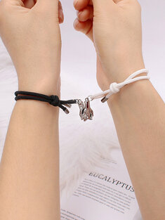 2 Pcs/Set Holding Hands Magnetic Pendant Couple Bracelets