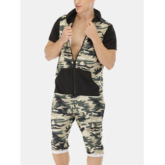 Camo Printing Patchwork Jumpsuits