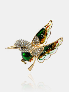 أنيقة Colorful نشر دبابيس أجنحة الطيور أخضر مجوهرات السلام الطيور للنساء