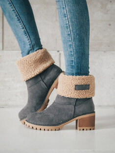 Suede Warm Lining Platform Ankle Boots