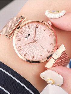 امرأة أنيقة بسيطة Watch كامل أشابة حزام تصميم فريد يتصل قفل قابل للتعديل كوارتز Watch-18839