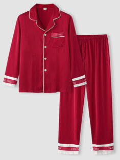 Plain Contrast Line Design Pajamas Sets