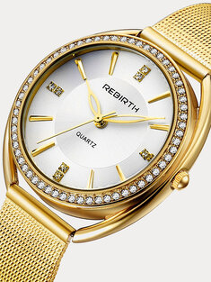 Diamond يتصل Case Women Wrist Watch Full Steel Design Elegant Quartz Watch-18714