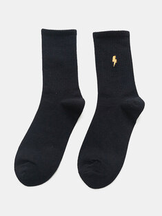 5 Pairs Unisex Cotton Cuff Embroidered Socks Sports Socks