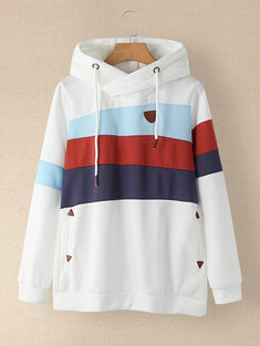 Casual Color Patchwork Hoodie