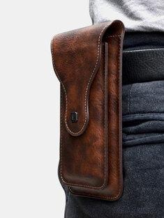 Men EDC 6.3 Inch Genuine Leather Phone Belt Bag