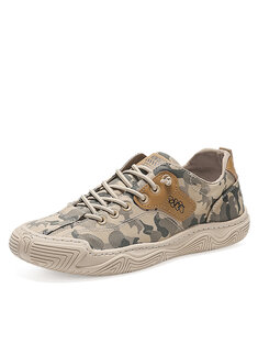 Men Camouflage Ice Silk Cloth Soft Lace Up Casual Shoes-142142