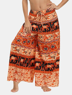 Ethnic Floral Print Wide Leg Pants-990