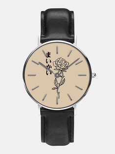 3 ألوان أشابة بو الرجال خمر الجوف روز اليابانية طباعة يتصل Watch مزين مؤشر الكوارتز Watch-19046