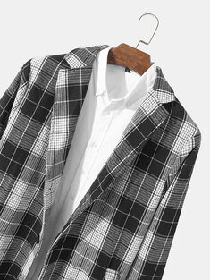 Plaid Single Breasted Mid-Length Overcoats