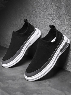 Men Knitted Fabric Slip On Walking Shoes