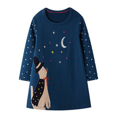 Girl's Cartoon Casual Dress For 1-9Y