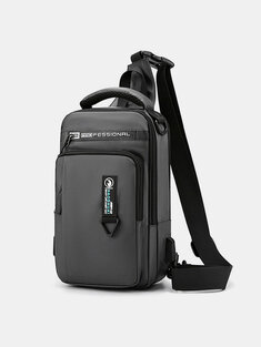 Men's Nylon Multifunctional Shoulder Bag USB Rechargeable Casual Chest Bag Anti-theft Messenger Bag