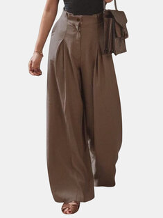 Loose Pleated Pants With Pocket-848
