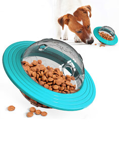 UFO Shape Interactive Dog Cat Food Ball Bowl Pet Toy Shaking Foods Leak Container for Puppy Feeding Tool