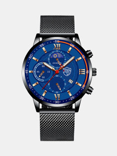 Jassy 7 Colors Stainless Steel Strap Men's Business Casual Multifunctional Calendar Luminous Quartz Watch-144750