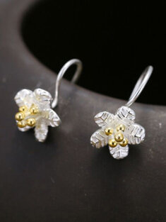 925 Silver Flower Carved Earrings