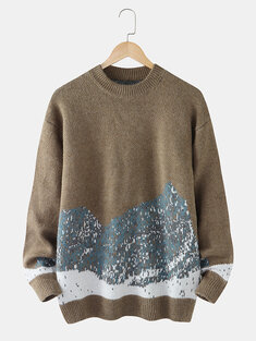 Landscape Ribbed Knit Pullover Sweaters