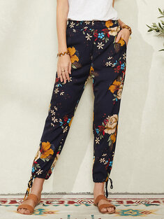 Floral Print Knotted Bohemian Pants-170