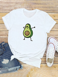 Cartoon Avocado Print T-shirt-3283