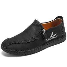 Men Hand Stitching Leather Non Slip Soft Sole Casual Shoes