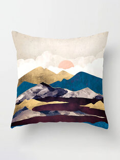 Modern Abstract Landscape Linen Cushion Cover