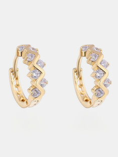 18K Gold Plated Zircon Earrings-144713