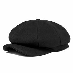 Vintage Men Wool Gird Beret Hat Octagonal Newsboy Cap Winter Casual Cabbie Cap Driving