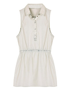 Backless Hollow Out Button Sleeveless Elastic Waist Turn-Down Collar Tunic Mini Dress-144807