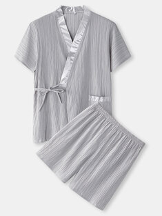 Crease Texture Kimonos Short Loungewear
