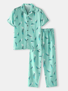 Plant Leaf Print Pajamas Sets