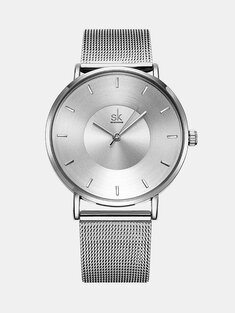 SK Fashion ساعة يد كوارتز دائرية يتصل Simple مؤشر غير القابل للصدأ Steel حزام Watch for Women-18697