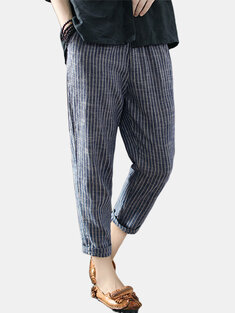 Vintage Striped Pockets Pants-148