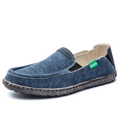 Men Washed Canvas Loafers Slip On Breathable Casual Shoes-142137