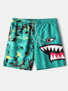 Shark Print Quick Dry Board Shorts