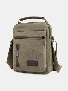 Menico Men's Canvas Casual Solid Color Simple Shoulder Bag Large Capacity Multi-compartment Crossbody Bag Tote Bag