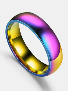 موضة خواتم الاصبع للزوجين Colorful سطح أملس غير القابل للصدأ مجوهرات بسيطة من الفولاذ للنساء والرجال