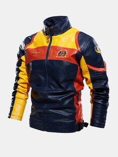 Motorcycle Colorblock Leather Jackets