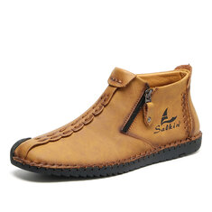 Salkin Men Side Zipper Hand Stithcing Soft Comfy Slip On Ankle Boots-142179