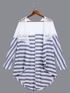 Stripe Lace Stitching Kimonos-3396