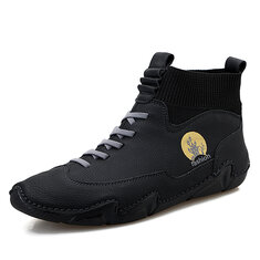 Men Microfiber Leather Splicing Non Slip Soft Sole Casual Ankle Boots-142324