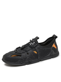 Men Comfort Closed Toe Microfiber Leather Soft Hole Sandals-142326