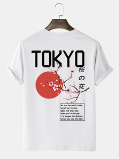 Tokyo Cherry Blossoms Back Print T-Shirts