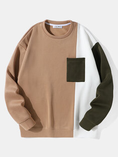 Colorblock Chest Pocket Sweatshirts