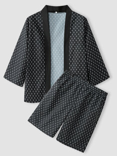 Kimono Allover Floral Print Pajamas Sets-10499