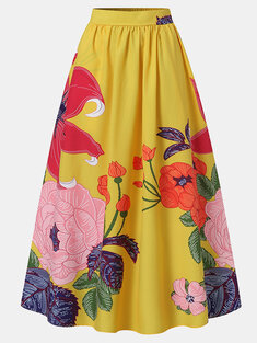 Calico Print High Waist Skirt-183
