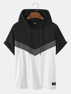 Chevron Color Block Hooded T-Shirts