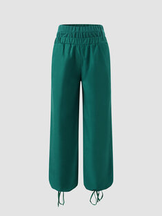 Solid Pocket Double Pants-1011